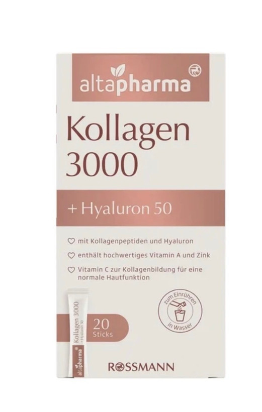 ساشه پودر کلاژن آلتافارما 3000میلی و هیالورونیک 50 اصل آلمان