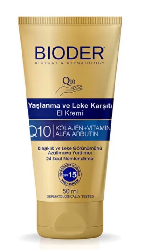 کرم دست ضد پیری و ضد لک Bioder Q10 | بهترین کرم دست با SPF15